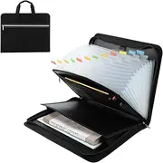 Important Document Organizer, Accordion File Organizer, 13 Pockets Document Organizer with Handle & Labels, Portable Fireproof Safe File Folder with Zipper for A4 Letter Size