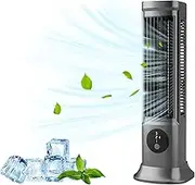 LNATOVI Oscillating Tower Fan, Desk Table Fan With 3 Speeds,Quiet,50° Oscillation,14.6 Inch Personal Small Bladeless Fan For Bedroom Home Office Desktop (Gray)