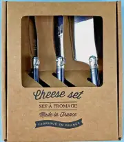 Laguiole Mini Cheese Knife Set - Black, Set of 3 Utensils, Boxed
