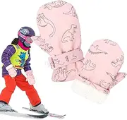 [mercenary] Kids Snow Mittens,Winter Waterproof Gloves - Dinosaur Pattern Child Ski Gloves Cozy and Winter Gloves for Toddler and Children, Easy to Wear and