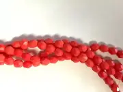 50 Opaque Red Faceted Firepolished Glass Round Beads 6MM