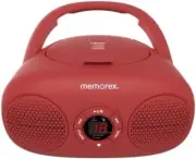 Memorex Portable Bluetooth Top Loading CD Boombox with AM/FM Stereo Radio in Red