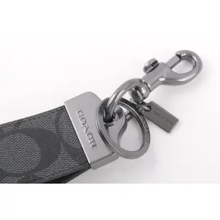 【COACH】Loop 塗層帆布拼皮革吊飾/鑰匙圈(炭灰色)