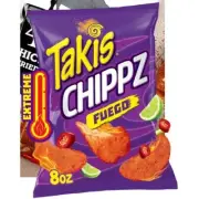 Takis FUEGO CHIPPZ 8 oz Hot Chili Pepper & Lime Thin-Cut Potato Chips