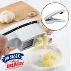 2 in1 Garlic Press Slicer Crusher Ginger Kitchen Tool Heavy Duty Aluminum Mincer
