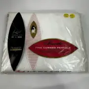 New Vtg Penneys Pencale Full Combed Cotton Percale White Flat Sheet Double Bed