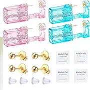 [orilace] Ear Piercing Kit, 20Pcs Disposable Ear Piercing Gun Kit Built-In Earring Stud At Home Self Piercing Kit Tool Easy Use for Salon Crystal Pink Shell + Crystal Blue Shell, Plastic, cubic zirconia