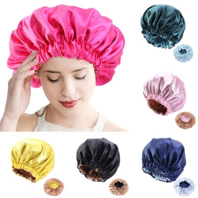 Women Satin Bonnet Night Sleep Hat Cap Long Hair Care Silk feel Head Wrap Turban