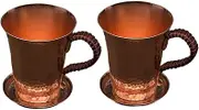 B Baosity Moscow Mules Mug Pure Copper Mug 12oz Hammered Drinking Mug Bar Accessories Copper Cup Cocktail Mug for Home Beer Drink Bar, 2 Cups