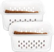 CIYODO Set of 2 Plastic Seedling Pots Indoor Planting Trays with Drainage Holes Transparent Small Flower Pots for Sprouting