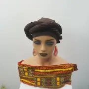 Brown Jersey Stretch Headwrap, Infinity Neck Warmer Stretch Turban Scarf Hijab
