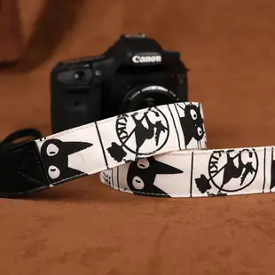 ✨✨卡通貓咪相機揹帶經典黑白色斜跨單眼肩帶適用於佳能尼康富士索尼