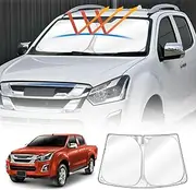 X-CAR Windscreen Sun Shade Compatible with Isuzu D-MAX 2012-2020 Blocks UV Rays Sun Visor Protector Foldable Sunshade
