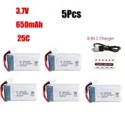 5Pcs 3.7v 650mah Lipo Battery for SYMA X5C X5C-1 X5SW X6SW H9D H5C RC Quadcopter