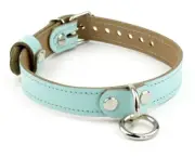AMARE Stunning Aqua Adore Blue and Steel Leather Ring day collar Col39RngAqSlv