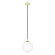 Rondo 1 Light Medium Pendant Matt Brass / Opal Matt - 205013