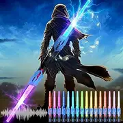 Skirfy Lightsabers for Kids,2 in 1 Lightsabers RGB 16 Lights Rechargeable Lights Up Saber with FX Sound and Telescopic Handle Birthday Gift