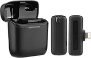 Portable One-Trigger-One Wirel Microphone System with 1 Receiver & 1 Clip-on Microphones 20M Transmission Built-in Battery with Charging Case Repla ent for 13/12/ 11/10 Black iOS 1-Trigger-1