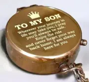 To My Son Quote Navigation Compass with Leather Case Outdoor Adventur & Reliable