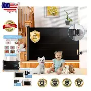 Automatic Lock Retractable Mesh Gate for Babies & Pets - 55” Wide Safety Barrier