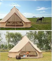 Canvas Tent with Stove Hole Cotton Canvas Tents Yurt Tent for Camping 4 Season Tent for Family Camping Outdoor Glamping, Luxury Teepee