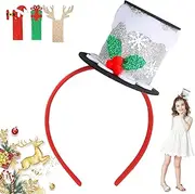 [Generic] Funny Christmas Headbands - Red Green Silver Elastic Christmas Headgear,Fashionable Kids Headband, Christmas Decorations for Boys Girls Kids Children
