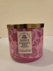 " RADIANT RED MAPLE" 3- Wisks Scented Candle From Bath Body Works.