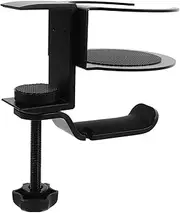 STOBAZA Headphone Hanger with Under Desk Cup Holder Rotatable Headset Stand for Desk Sturdy Construction Space Saving Cups