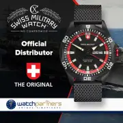 CX Swiss Military TANK NERO Day/Date watch PVD case/bracelet Black/Red dial 2741