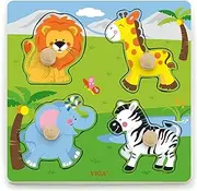 Viga Wooden Wild Animals Knob Puzzle Set