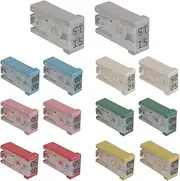 Mixed Amp Assorted Fuses - Automotive Fuse Kit 14PCS for Cars, Vehicles, Trailers, Pickups, Includes 15A 20A 25A 30A 40A 50A 60A, Portable Slot Type Cartridge Style Fuse Box for Auto Circuit
