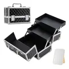 Makeup Train Case Cosmetic Box Portable Makeup Case Organizer 2 Trays Makeup ...