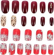 Healvian 48pcs Diamond Studded False Nails Neon Lint Wipes for Nails Press Nails for Toes Gel Toe Nail Stickers Shimmer Toenails off Christmas False Nails Stand Xmas Nail Sticker Blue