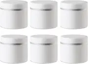 6 Pcs 100ml White Plastic Refillable Round Jars, With Inner Liners and Screw Lid Double Wall Make-up Jars for Storage Face Cream DIY Body Scrub Mask Lotion