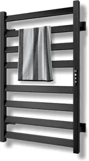 Towel Warmer Wall Mounted with Built-in Timer 6 Bars Electric Stainless Steel