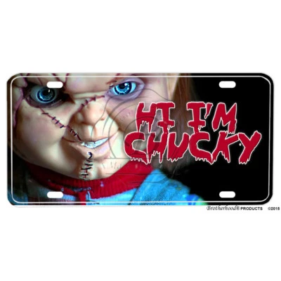 Chucky Horror Movie Hi I'm Chucky Printed Flat Aluminum License Plate