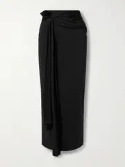 [Maygel Coronel] Maygel Coronel - Crisol Wrap-effect Appliquéd Stretch-jersey Pareo - Black - One Size One Size Black