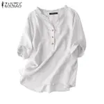 ZANZE WOMEN CASUAL SOLID V NECK TUNIC HALF SLEEVE V-NECK COT