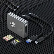 CFexpress Type A and SD Card Reader, Dual-Slot USB3.2 Gen2 10Gpbs Type A CFexpress Card Reader Adapter USB C to USB C/USB A for CFexpress Type A/SD Memory Card,Support Windows/Mac/Linux/Android