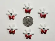 6 Pcs Lot Mickey Mouse Flatback Resin Cabochon Hair Bow Center Supply.