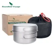 Boundless Voyage Titanium Pot Pan Set with Folding Handles Camping Cookware Hike
