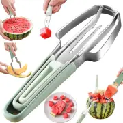 3-in-1 Watermelon Cutter Slicer Fork, Portable Fruit Knife and Cube Stainless
