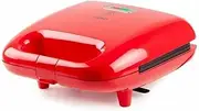 DOMO DO9242W Multifunctional 5-in-1 Sandwich Maker, Waffle Iron, Doughnut Maker, Animal Shapes, Waffles on a Handle, Red