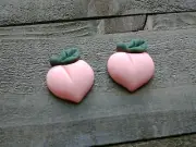 2 Resin Peach Cabochons Slime Charms Fruit Orchard Flat Back Georgia