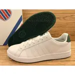 DIBO-KSWISS 男鞋 休閒運動鞋 皮質 白鞋 白色 綠底~男生 K SWISS-07011108