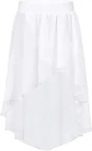 [Rswnyirn] Kids Girls High Low Chiffon Ballet Dance Skirt Elastic Waistband Pull-on Wrap Skirts