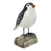 Resin 20cm Bird On Half Stump Home Tabletop Statue Decorative Figurine Black