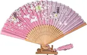 Silk Folding Handheld Fans | Vintage Floral Hand Fan | Silk Fabric Fans with Different Patterns for Wedding Dancing Wall