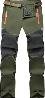 Maeau 2-in-1 Zip Off Arbeitshose für Kinder Jungen Schnelltrockend Leicht Wasserabweisende Outdoorhose Wanderhose Trekkinghose Softshellhose mit Gürtel Frühling Sommer Herbst 116-152