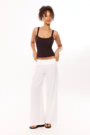 [Supré] Supré - Henley Fold Down Linen Pant - Summer white 10 SUMMER WHITE